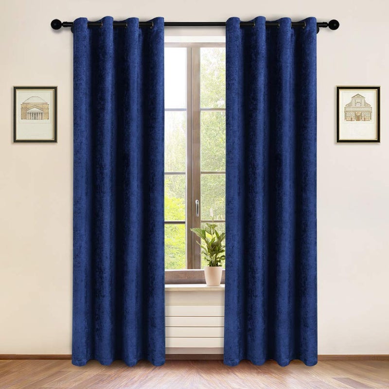 ELKCA Double-Sided Chenille Curtains for Living Room Luxury Room Royal Blue Curtains for Bedroom,Grommet Top (Royal Blue, 52" W x 96" L, 2 Panels) - Image 1